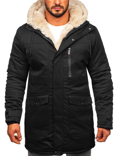 Men's Winter Parka Jacket Black Bolf 22M37