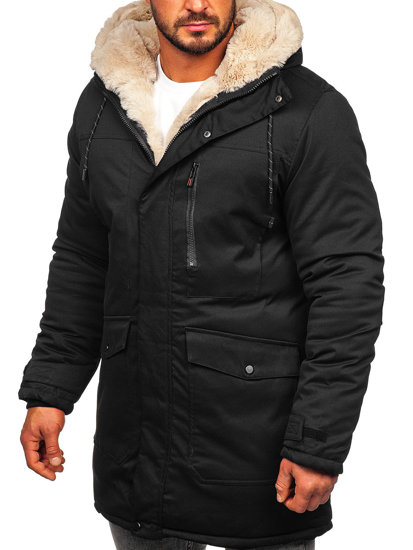 Men's Winter Parka Jacket Black Bolf 22M37