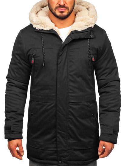 Men's Winter Parka Jacket Black Bolf 22M51