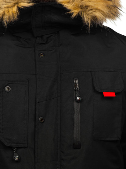 Men's Winter Parka Jacket Black Bolf 5M791