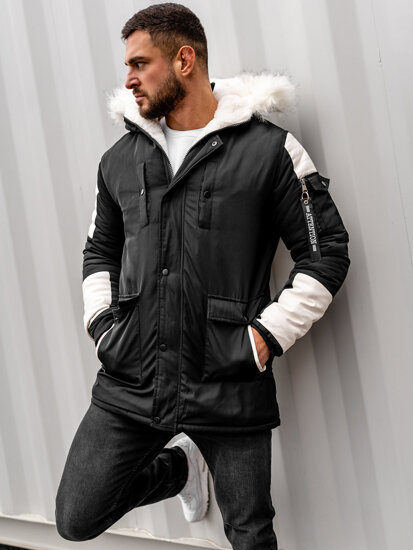 Men's Winter Parka Jacket Black Bolf JP5832