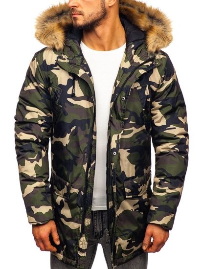 Men's Winter Parka Jacket Camo-Green Bolf 1968