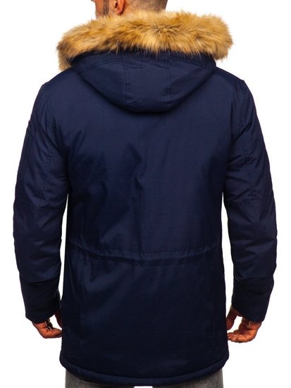 Men's Winter Parka Jacket Navy Blue Bolf 1971