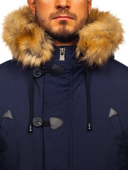 Men's Winter Parka Jacket Navy Blue Bolf 1971