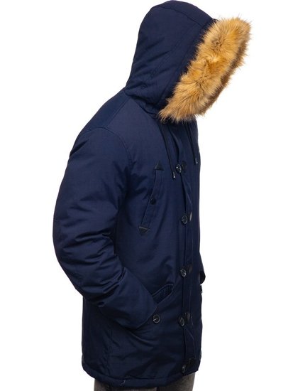 Men's Winter Parka Jacket Navy Blue Bolf 1971