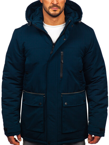 Men’s Winter Parka Jacket Navy Blue Bolf 22M323