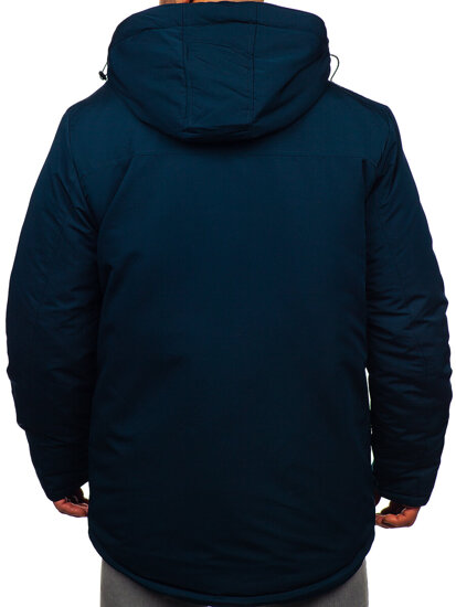 Men’s Winter Parka Jacket Navy Blue Bolf 22M323