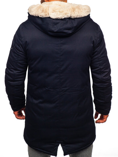 Men's Winter Parka Jacket Navy Blue Bolf 22M39