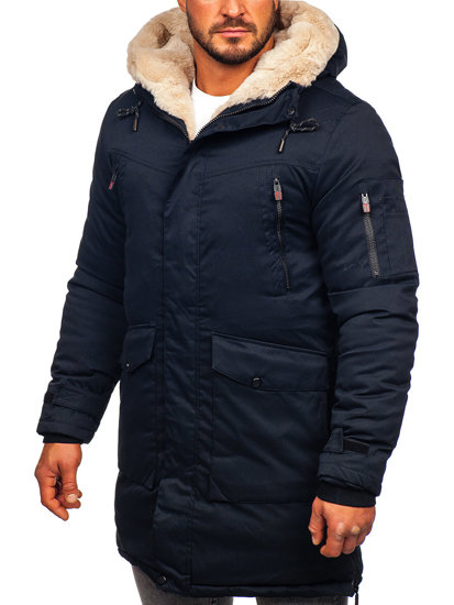 Men's Winter Parka Jacket Navy Blue Bolf 22M50