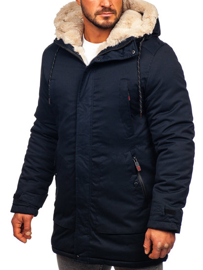 Men's Winter Parka Jacket Navy Blue Bolf 22M52