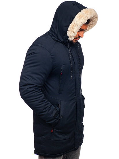 Men's Winter Parka Jacket Navy Blue Bolf 22M52