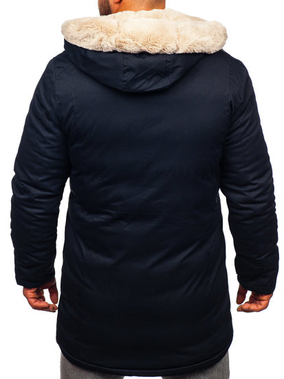 Men's Winter Parka Jacket Navy Blue Bolf 22M52