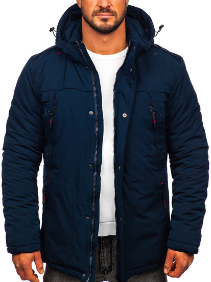 Men's Winter Parka Jacket Navy Blue Bolf 5M713