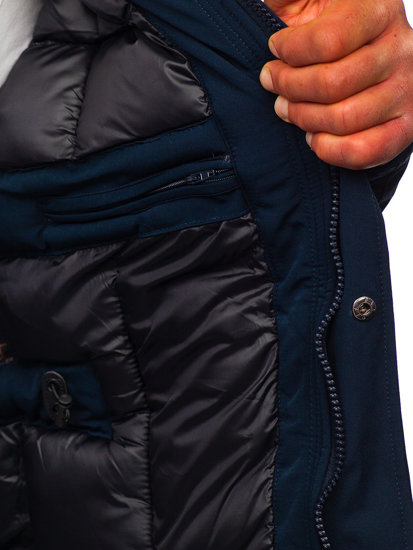 Men's Winter Parka Jacket Navy Blue Bolf 5M713