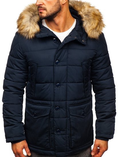 Men's Winter Parka Jacket Navy Blue Bolf JK361