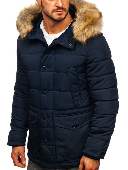 Men's Winter Parka Jacket Navy Blue Bolf JK361