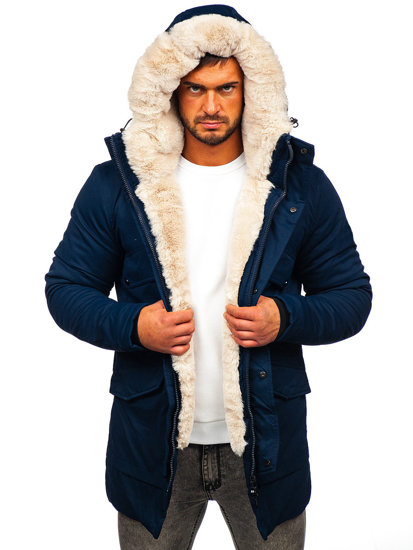 Men's Winter Parka Jacket Navy Blue Bolf M115