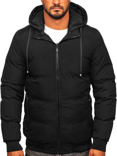 Men's Winter Quilted Reversible Jacket Black Bolf 5M761