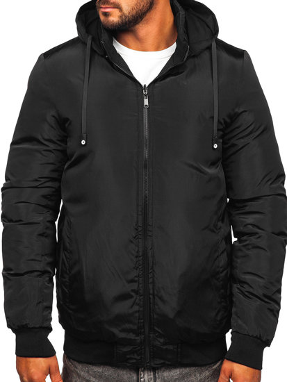 Men's Winter Quilted Reversible Jacket Black Bolf 5M761