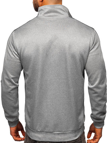 Men's Zip Stand Up Printed Sweatshirt Grey Bolf HY966