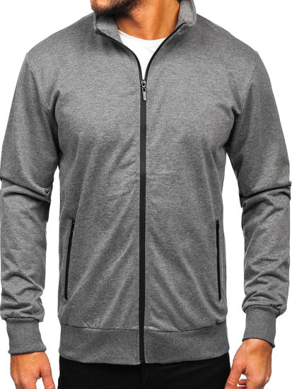 Men's Zip Stand Up Sweatshirt Graphite Bolf B069