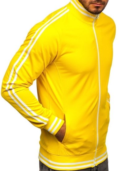 Men's Zip Sweatshirt Stand Up Retro Style Yellow Bolf 11113