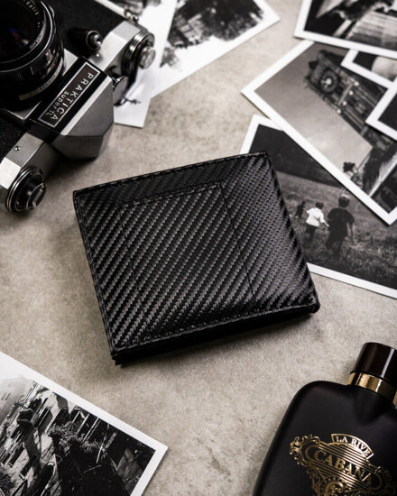 Set: Men's Wallet and Leather Fob Black 19964