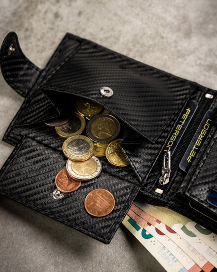 Set: Men's Wallet and Leather Fob Black 19979