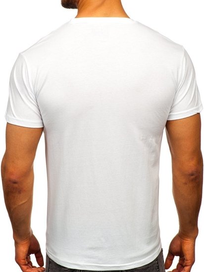 White Men's Printed T-shirt Bolf KS2107