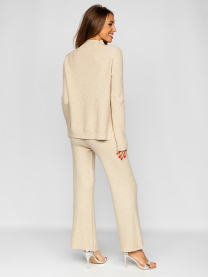 Women's 2-Piece Knitted Tracksuit Beige Bolf J51928AB