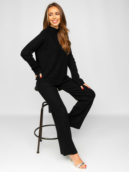 Women's 2-Piece Knitted Tracksuit Black Bolf J51928AB