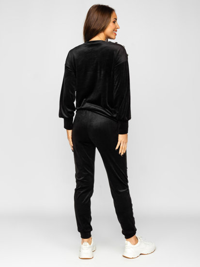 Women's 2-Piece Velour Tracksuit Black Bolf 642