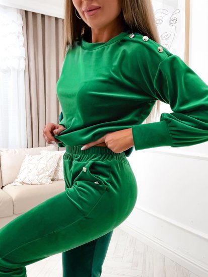 Women's 2-Piece Velour Tracksuit Bottle Green Bolf 642