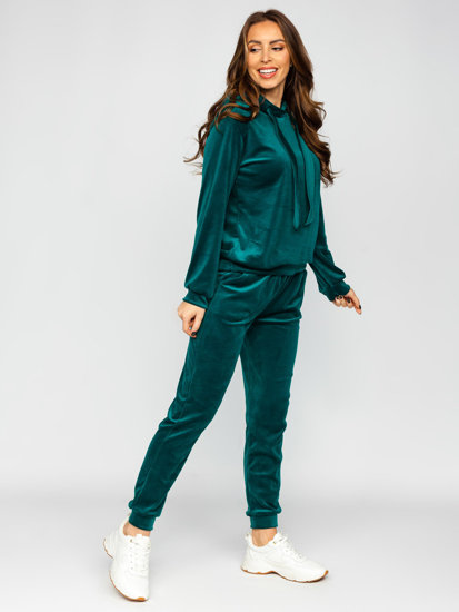 Women's 2-Piece Velour Tracksuit Bottle Green Bolf 643