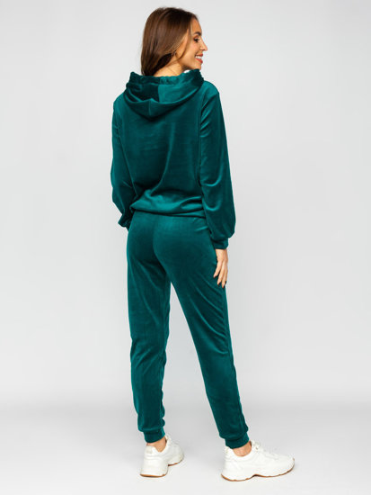 Women's 2-Piece Velour Tracksuit Bottle Green Bolf 643