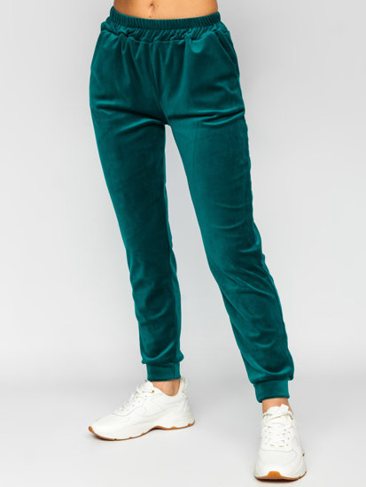 Women's 2-Piece Velour Tracksuit Bottle Green Bolf 643