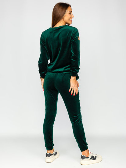 Women's 2-Piece Velour Tracksuit Bottle Green Bolf 8129