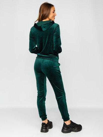 Women's 2-Piece Velour Tracksuit Bottle Green Bolf 829