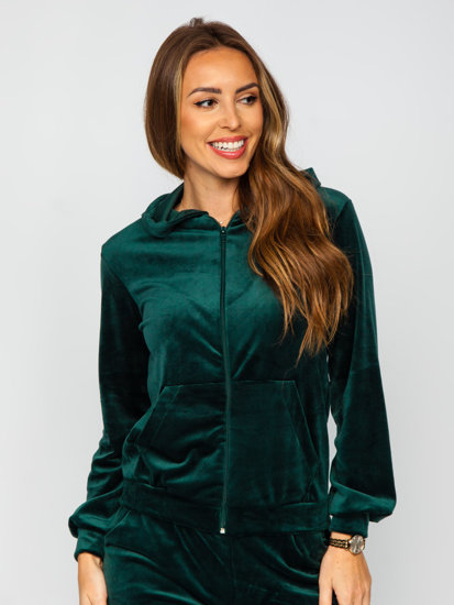 Women's 2-Piece Velour Tracksuit Bottle Green Bolf 829