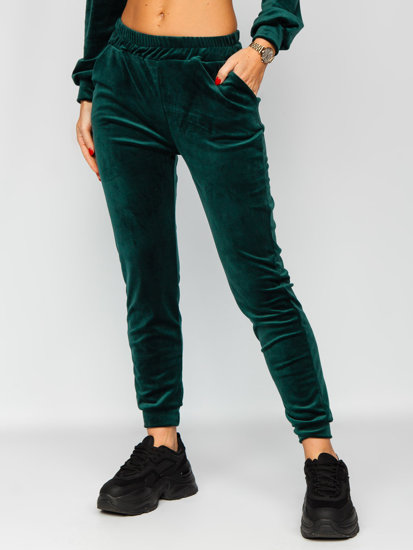 Women's 2-Piece Velour Tracksuit Bottle Green Bolf 829