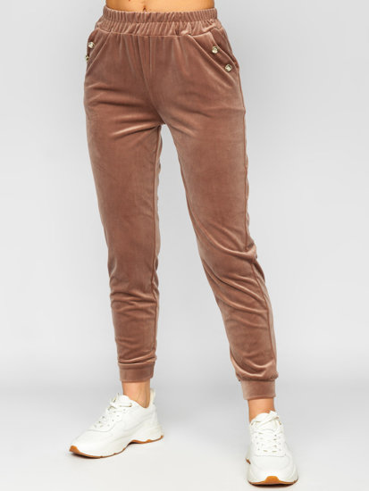 Women's 2-Piece Velour Tracksuit Brown Bolf 642