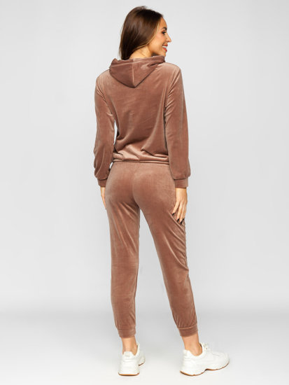 Women's 2-Piece Velour Tracksuit Brown Bolf 643