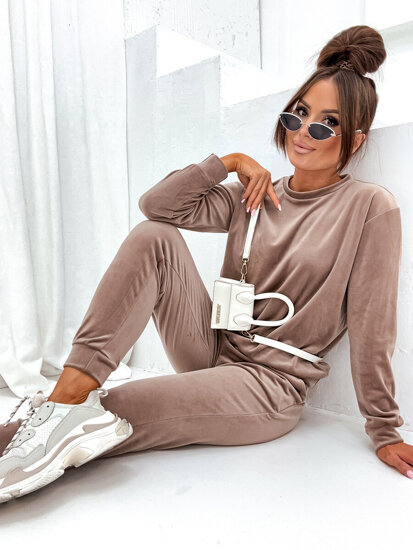 Women's 2-Piece Velour Tracksuit Cappuccino Bolf 675