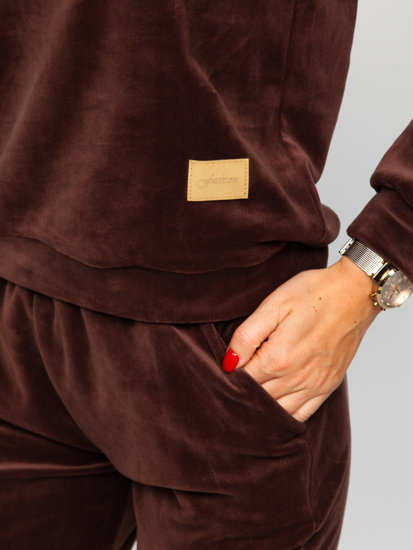 Women's 2-Piece Velour Tracksuit Chocolate Bolf 637