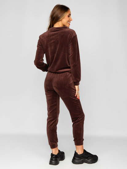 Women's 2-Piece Velour Tracksuit Chocolate Bolf 637