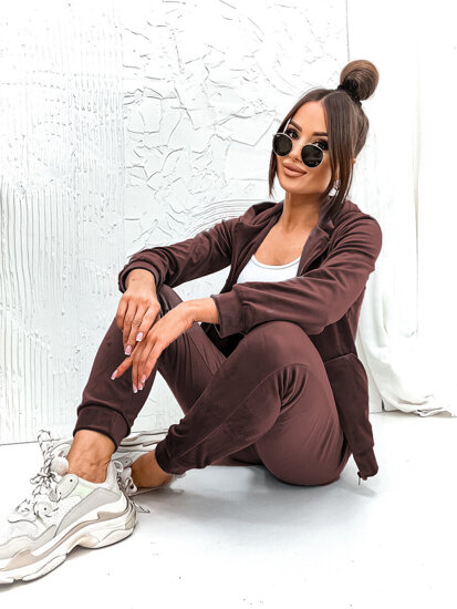 Women's 2-Piece Velour Tracksuit Chocolate Bolf 829