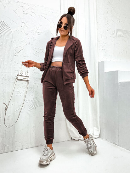 Women's 2-Piece Velour Tracksuit Chocolate Bolf 829