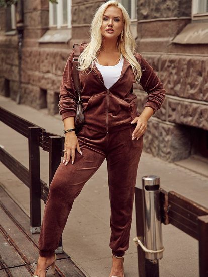 Women's 2-Piece Velour Tracksuit Chocolate Bolf 829