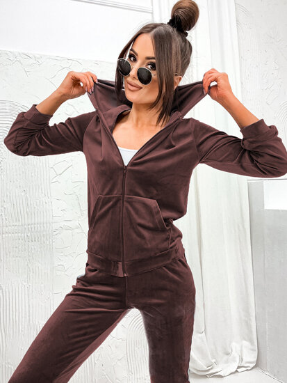 Women's 2-Piece Velour Tracksuit Chocolate Bolf 829