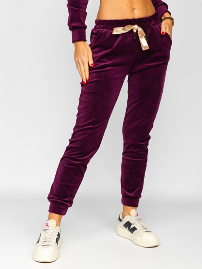 Women's 2-Piece Velour Tracksuit Claret Bolf 8129